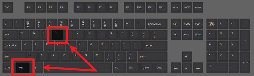 Windows + R 按键位置示意